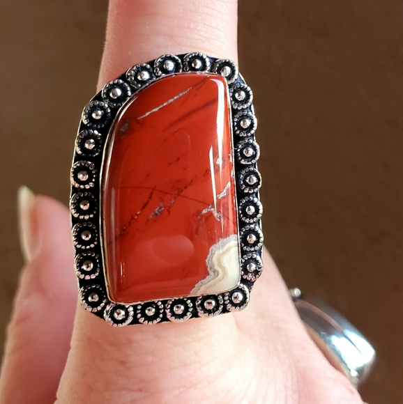 New Healing Red Jasper 925 Silver Ring. - Picture 3 of 9